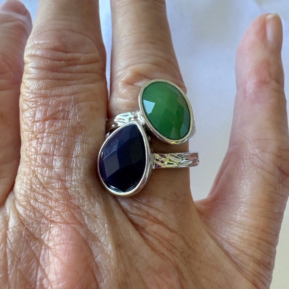 Rings Costume Jewelry Lot of 5 Peridot Emerald Aquamarine - Picture 2 of 8